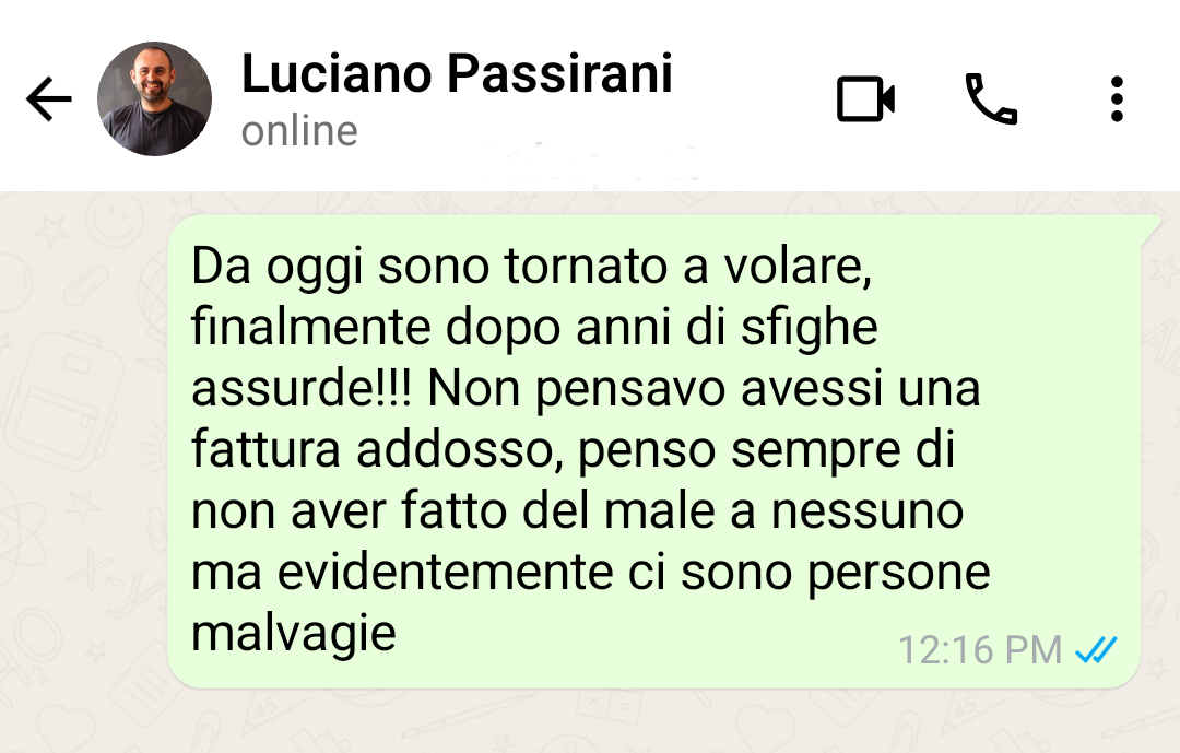 Messaggio WhatsApp di Luciano Passirani